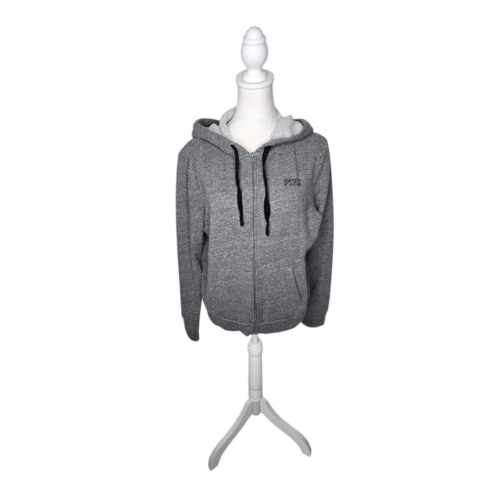 UNDERCOVER Felpa con cappuccio Victoria's Secret ROSA Everyday Lounge perfetta full zip grigia grande