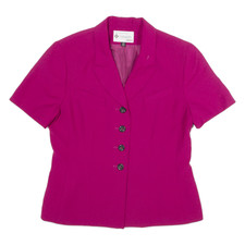 Vintage Dillard's By Kasper Short Sleeve Petite Womens Blazer Jacket Pink 90s L