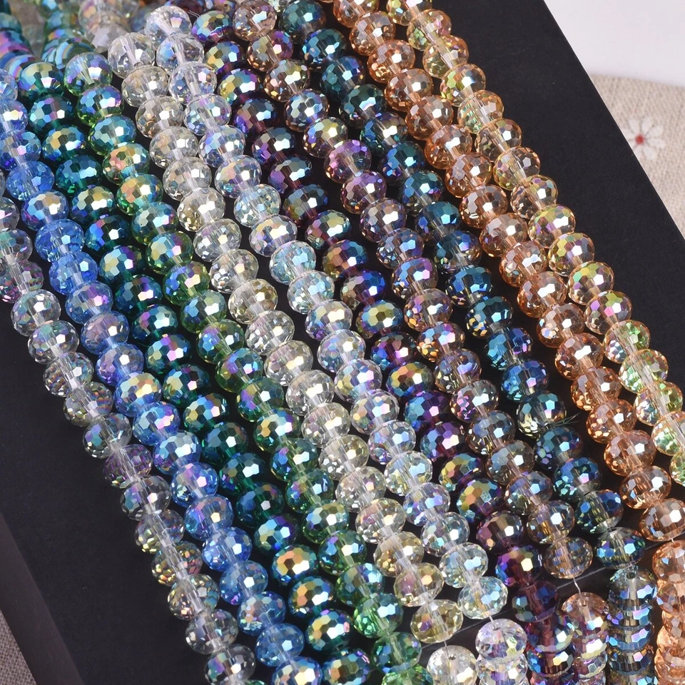 20pcs 7x10mm Shiny Rondelle 96 Facets Faceted Crystal Glass Loose Beads - Image 2 of 3