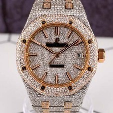 Audemars Piguet Royal Oak 37mm Rose Gold/ Steel Watch Iced 22ct Diamonds 15450SR 11