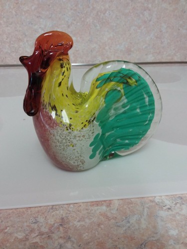 Mikasa schöne bunte Kunst Glas Hahn/Huhn Figur 5 1/2" groß - Bild 1 von 6