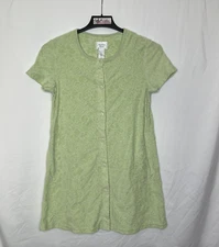 Jasmine Rose Robe Size Medium Front Button Short Sleeve Pockets Knee - Green