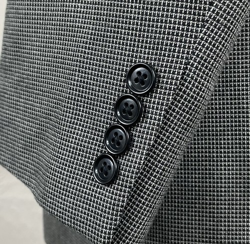 Andrew Fezza Sport Coat Blazer Mens 46R Gray Micro Check Textured - Picture 2 of 10