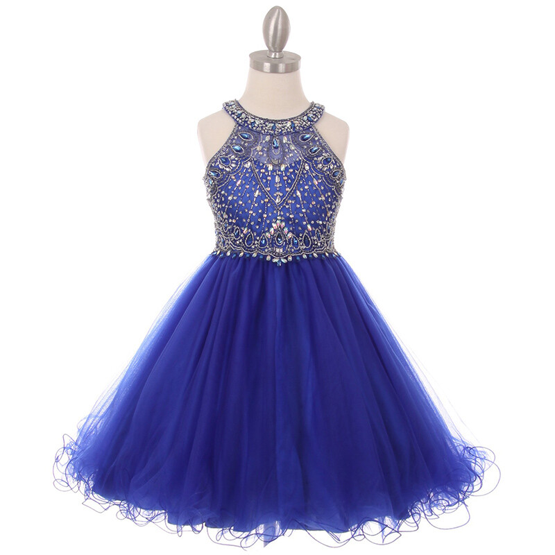 ROYAL BLUE Rhinestone Halter Neck Flower Girl Dress Bridesmaid Formal Birthday | eBay ROYAL BLUE Rhinestone Halter Neck Flower Girl Dress Bridesmaid Formal Birthday | eBay