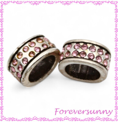 Brighton Oval Light Pink Crystal Beads Spacers - Lot of 2