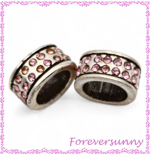 Brighton Oval Light Pink Crystal Beads Spacers - Lot of 2