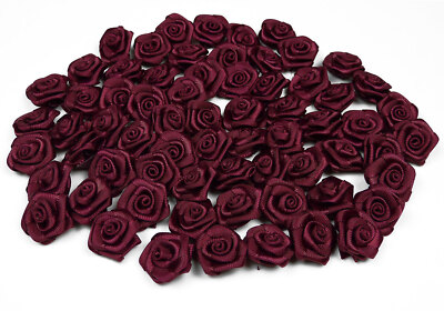 100 Satinrosen 15mm Rosenköpfe Bastelblumen Satinröschen Hochzeit Streudeko Deko