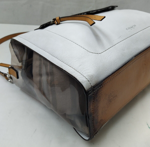 Coach Bleeker Riley Tote Crossbody M1382-30161 White Leather Smokey Clear Side - Picture 12 of 22