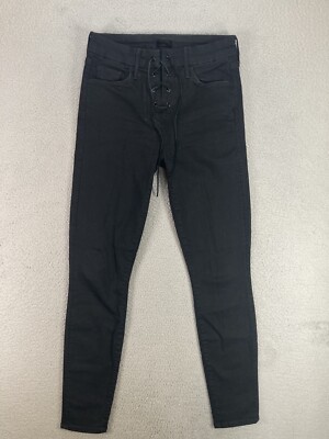 Mother Jeans Womens 25 Black High Waisted Looker Ankle Not Guilty Lace Up Curvy