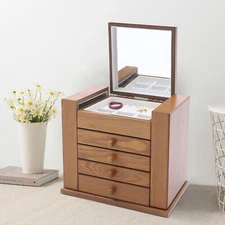 Vintage Large Jewelry Organizer Wooden Storage Box 5 Layers Case with 4 Drawers