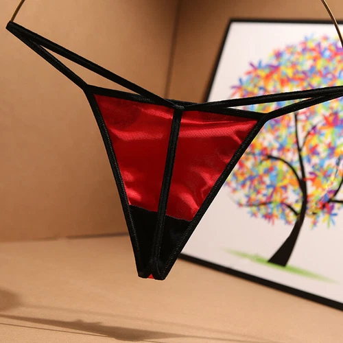 Sexy Womens T-back Panties Satin Thong G-string Briefs Lace Lingeries Underwear - Picture 7 of 27