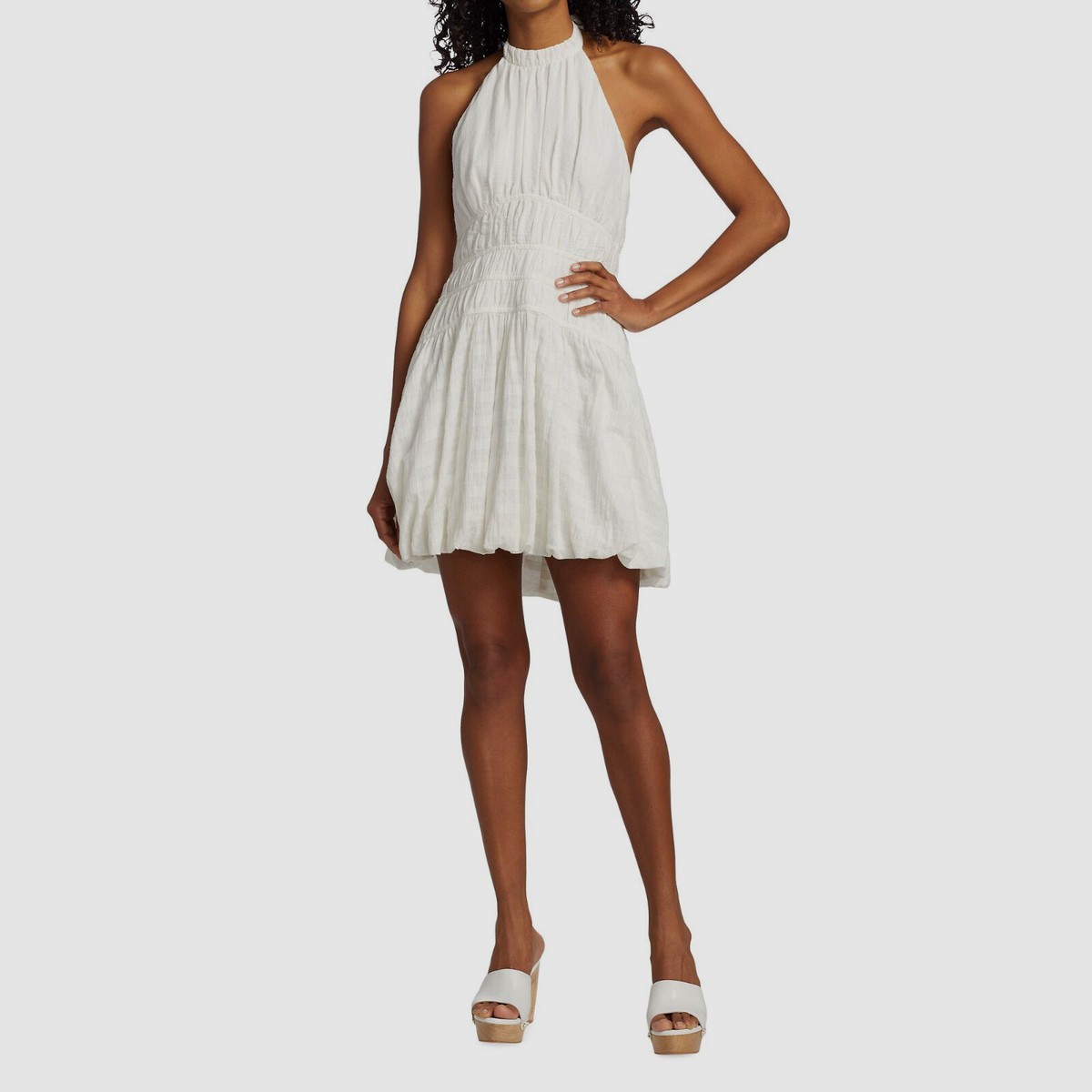 ruched halterneck mini dress in white Ruched Side Mini Dress