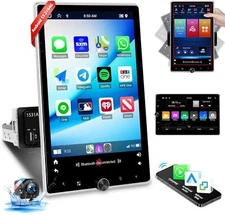 2+64G Android 13 1 Din Vertical Car Stereo CarPlay 10.4 '' WiFi GPS FM BT Camera