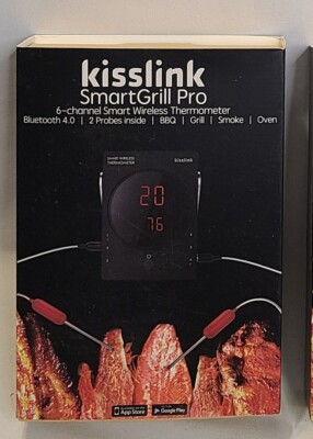 Wireless Meat Thermometer Smart Grill Pro 6 Channel Smart Kisslink Use w/ Phone