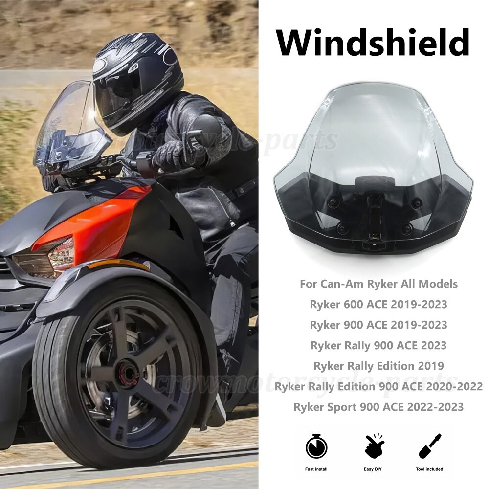 Adjustable Windshield For Can Am Ryker Front Vented Translucent Clear Hard Coated Windscreen Wind Shield Wind Deflector For 2019 2023 Can Am Ryker 600 900 Sport Rally Edition Accessories
