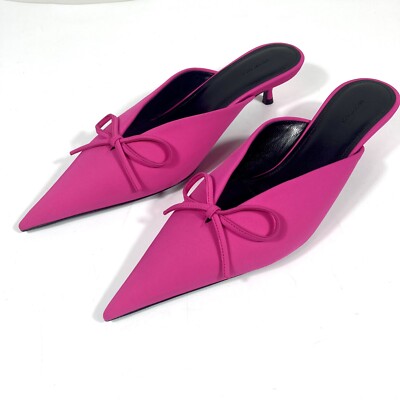 Balenciaga Knife Kitten Heel Pointed Toe Mule Pink 37 7 NEW | eBay