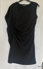 Jasmine Black Sleeveless Mini LBD Dress with Ruche Waist Asymmetric Frill Size 8