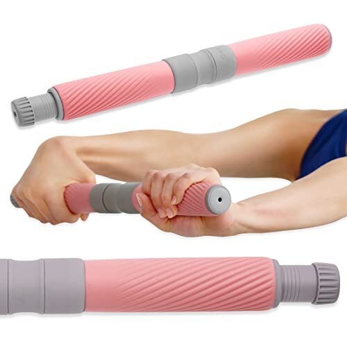 Twist Grip Adjustable Resistance Bar for Physical Therapy, Relieves Pink