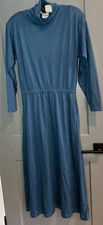 Vintage L.L. Bean Dress Mock Neck Tshirt Jersey Made In USA Size M Elastic Waist