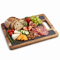 Servierbrett Aus Akazienholz Mit Schwarzer Platte – 30X20 Cm