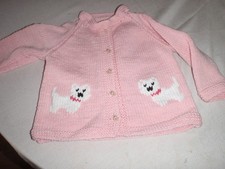 handgestrickte Kinderjacke, rosa mit aufgesti...