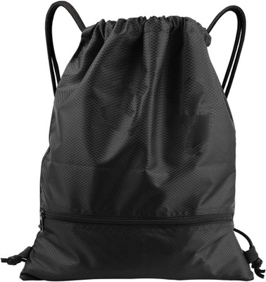 Turnbeutel mit Reißverschluß Kordelzug, Drawstring Rucksack Sporttaschen Schwarz
