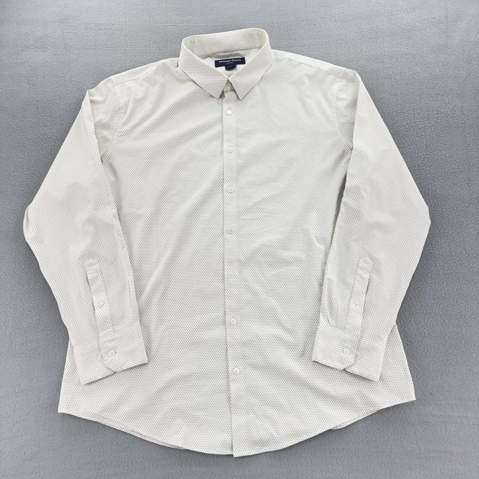 Camisa masculina Mizzen+Main Sotavento 2XL acabamento ajuste estampa ponto branco desempenho elástico - Imagem 3 de 4