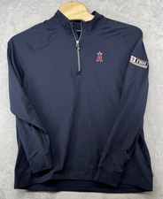Cutter & Buck Los Angeles Angels 1/4 Zip Long Sleeve Shirt Blue Men's Size XL