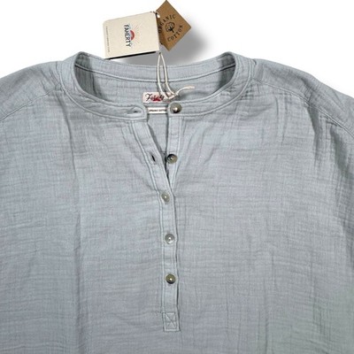 Faherty Brand Dream Organic Cotton Desmond Top Shirt Smoke Small MSRP $98