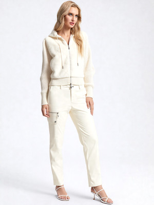 Monari faux leather trousers cargo white size 42