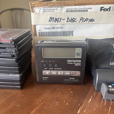 AIWA AM-F3 Portable MiniDisc Recorder Player MD Walkman & Extras