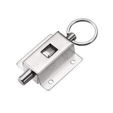 Door Barrel Bolt Stainless Steel Ring Pull Spring Loaded Auto Sliding Latch