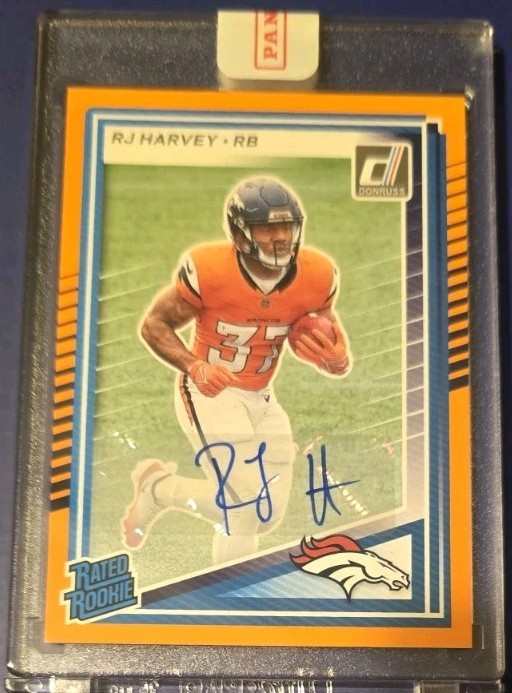2025 Panini Donruss - Rated Rookie RJ Harvey #312 Orange Autographs (AU, RC)