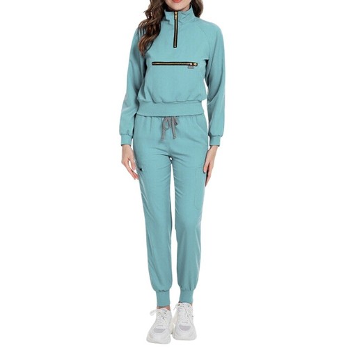 Damen Krankenschwester Uniform Set Langarm Oberteil und Cargo Jogginghose in hellblau Größe M - Bild 1 von 2