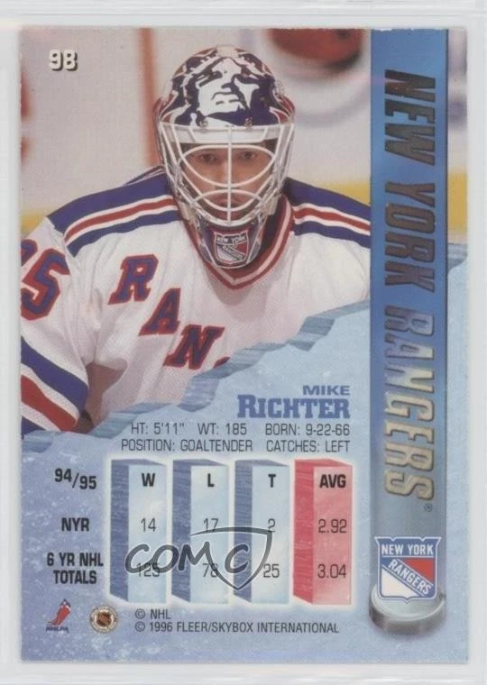1995-96 Fleer Metal Mike Richter #98 - Image 2 of 2