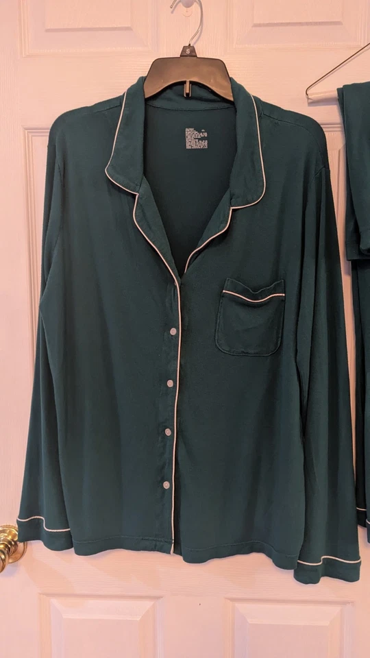 Gilligan O'Malley Verde PJ Conjunto Modal Spandex Cuello Botón Top Pantalones Usados en Excelente Condición XXL Foto 2 de 2