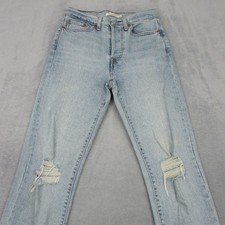 Levis Wedgie Straight Ankle Jeans Womens W27 L26 Light Blue High Rise Ripped