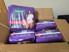 4 New Depend Night Defense Women's Incontinence Overnight Pants - L  Packs of 14