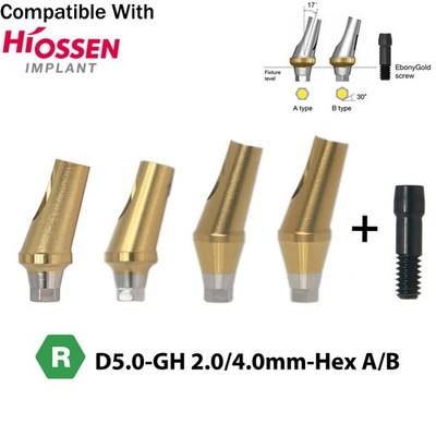 Dental Hex Angled Abutments 17° Fits Osstem Hiossen Regular Platform Dia Ø5.0mm