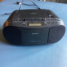 Sony CFD-S70 CD/Cassette Boombox with Radio Black Mega Bass Battery-Powered