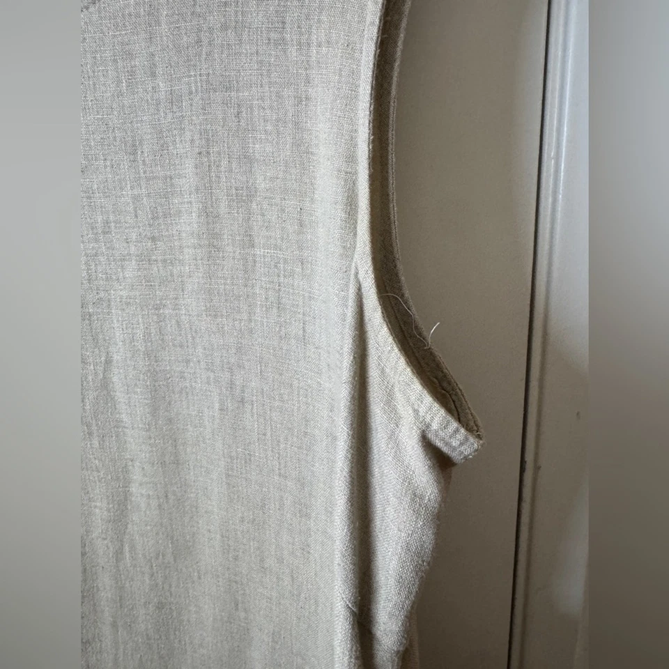 Vintage 90s Victoria Moon Linen Blend Cream Sleeveless Shift Maxi Dress Size XL - Image 4 of 4