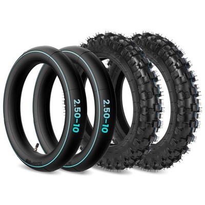 2.5-10'' Off-Road Tire and Inner Tube Set, Dirt Bike Tire with 10-Inch Rim and...