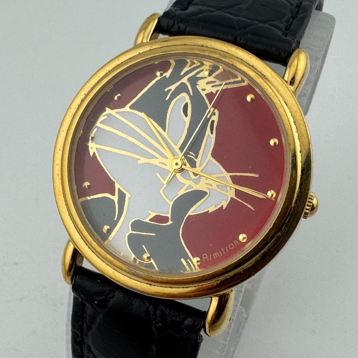 Vtg 1993 Armitron Bugs Bunny Warner Unisex 2200/78 Leather Quartz 33mm  Watch 7