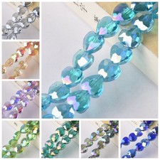 20pcs 8mm 10mm Shiny Colorful Heart Faceted Crystal Glass Loose Craft Beads