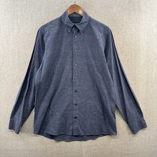 Eton Indigo Chambray Dress Shirt Mens 39/15.5 Contemporary Blue Linen Blend
