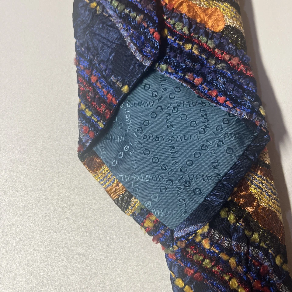 Corbata Vintage Años 90 Coogi Australia Textura 100% Seda Mano 3D Hecha en EE. UU. Foto 3 de 4