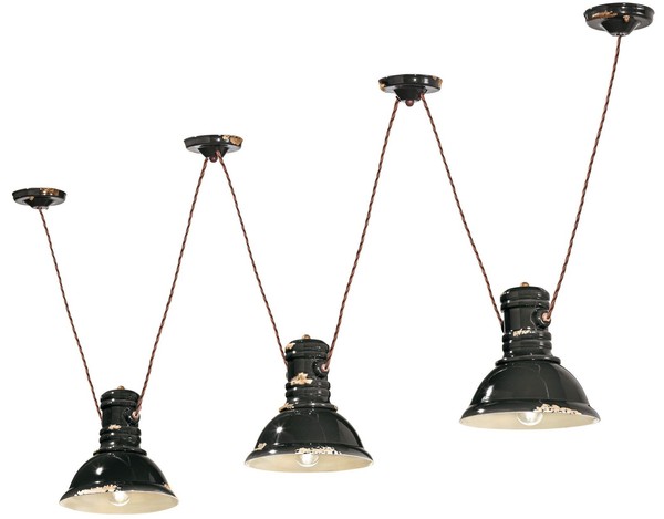 HäNgelampe HäNgeleuchte Schwarz Shabby Antik Keramik 3-Flammig Verstellbar E27-image