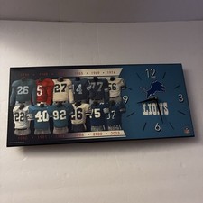 Rare Detroit Lions 2003 Vintage Wall Clock With Franchise History Jerseys ￼ ￼