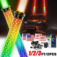 1/2/3FT RGB LED Whip Lights Laser Antenna Light w/Remote&App Control for UTV ATV