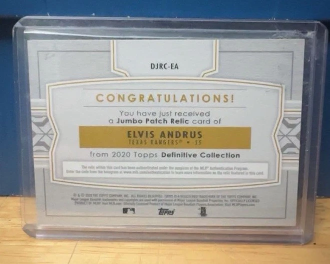 2020 Topps Definitive Элвис Андрус зеленый GU Jumbo нашивка реликвия 12/15 подлинный - Изображение 2 из 2